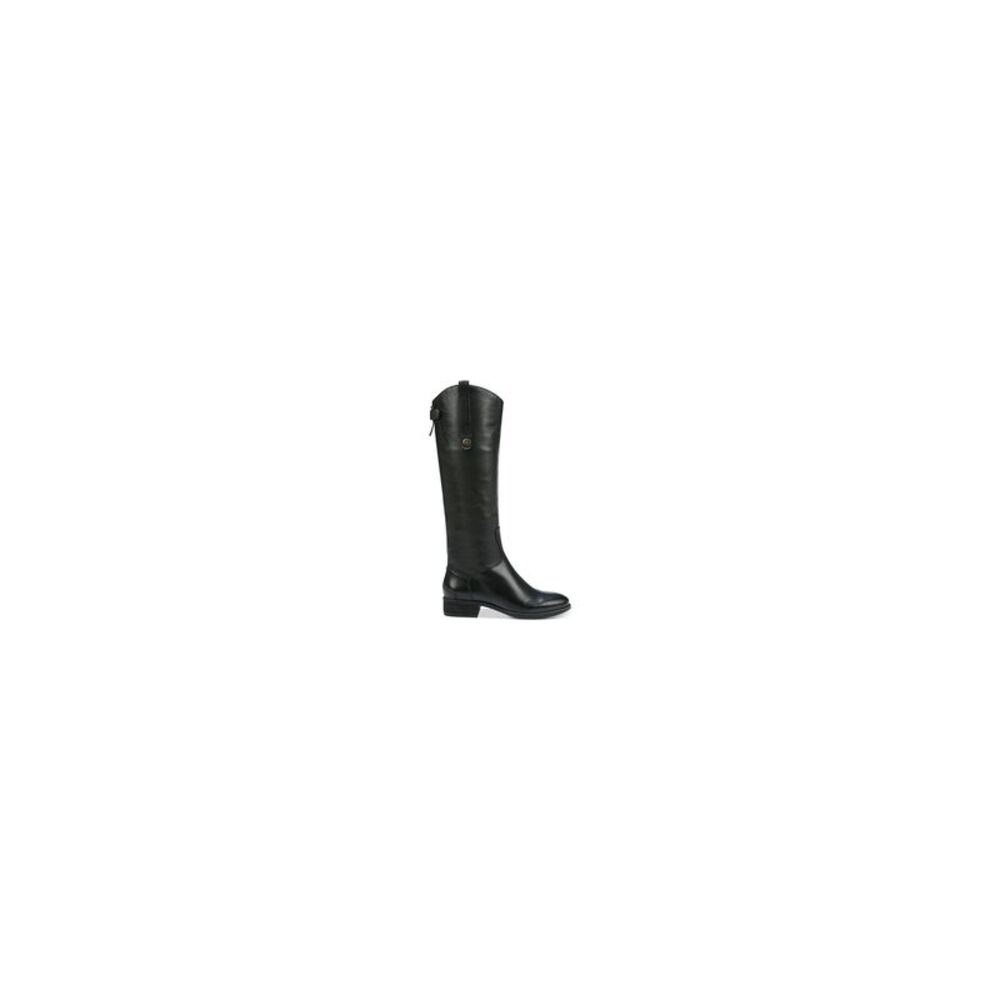 NWT SAM EDELMAN Womens Black Button Penny Leather Riding Boot 6.5 M WC